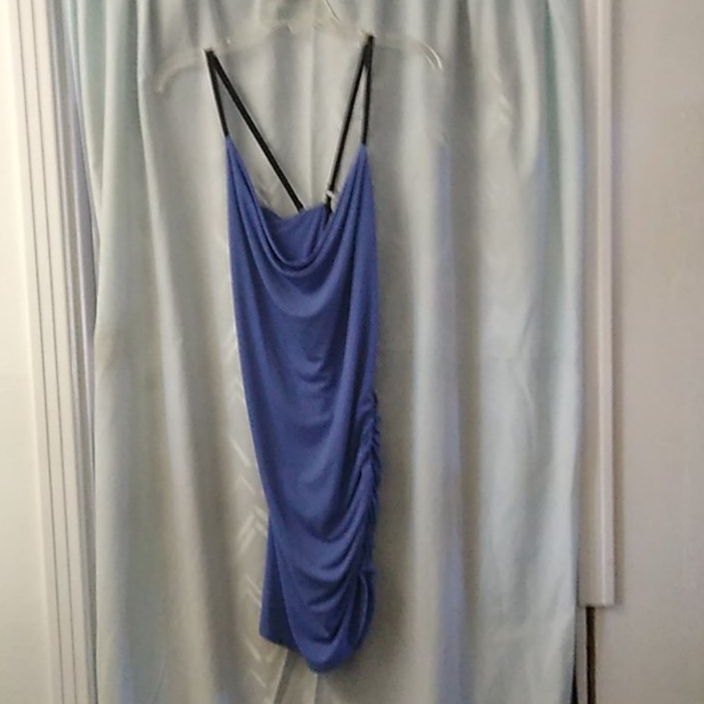 Blue Solemio spaghetti strap evening dress